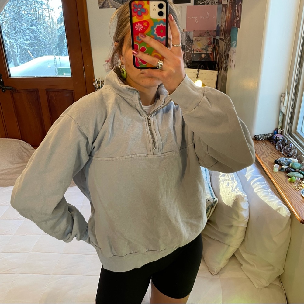 Brandy Melville Blue 3/4 zip Missy sweatshirt